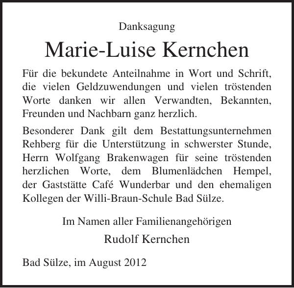 Bild zu Marie-luise Kernchen