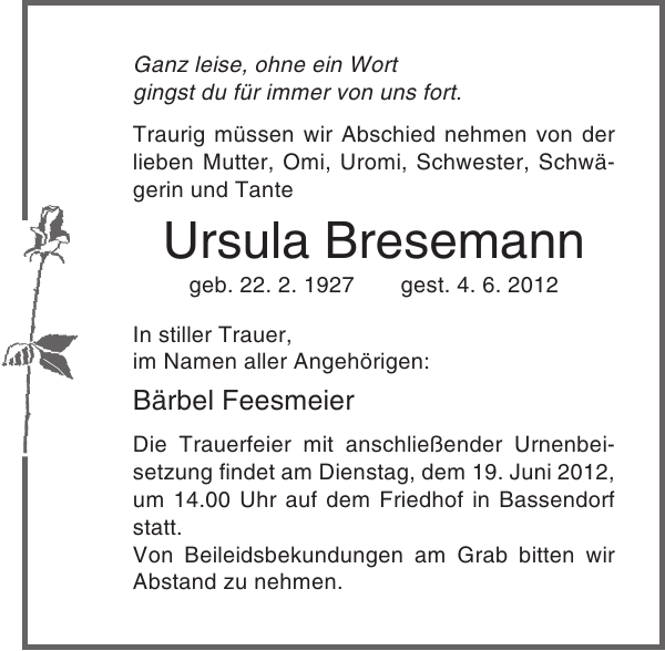 Bild zu Ursula Bresemann