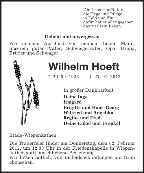 Bild zu Wilhelm Hoeft