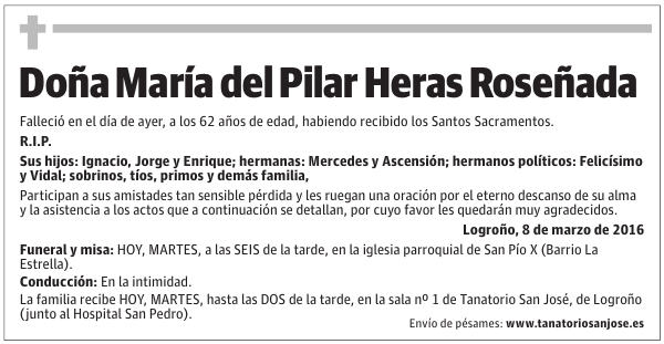 Doña María del Pilar Heras Roseñada